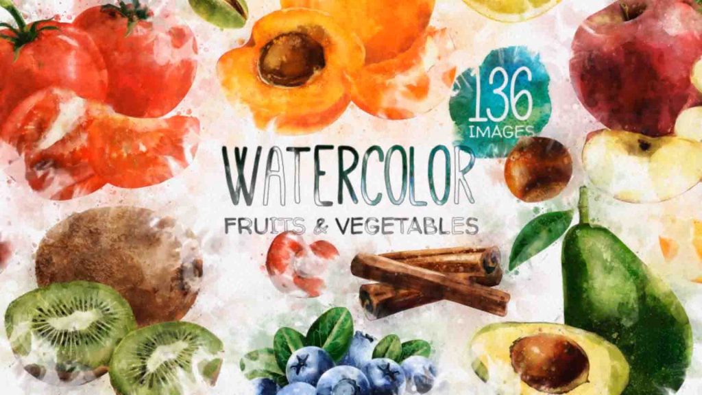 دانلود پروژه افتر افکت Watercolor Fruits And Vegetables