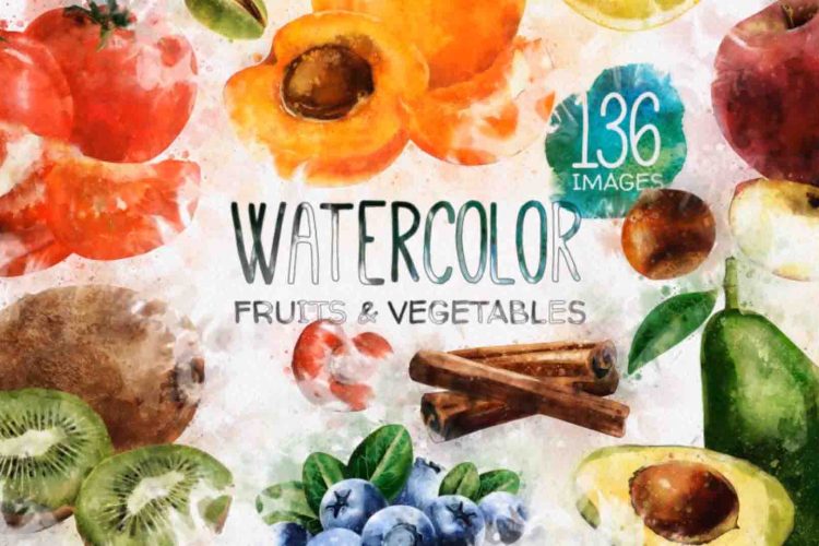 دانلود پروژه افتر افکت Watercolor Fruits And Vegetables
